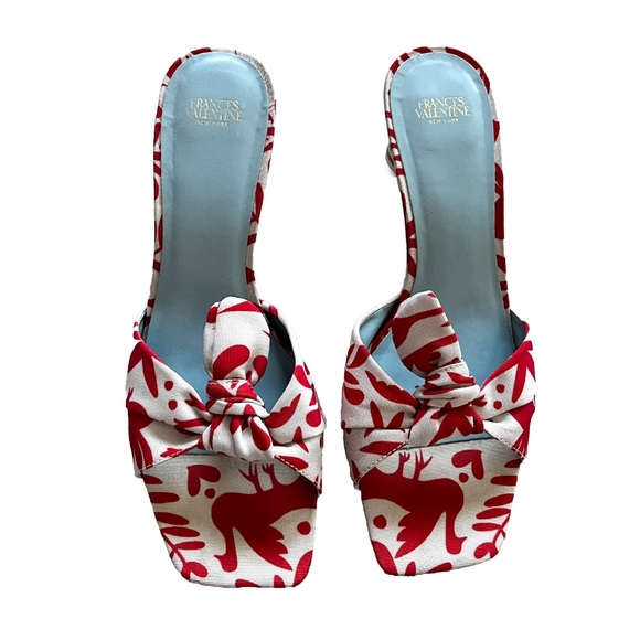 Frances Valentine Red and White Patterned Heels - Picture 6 of 11